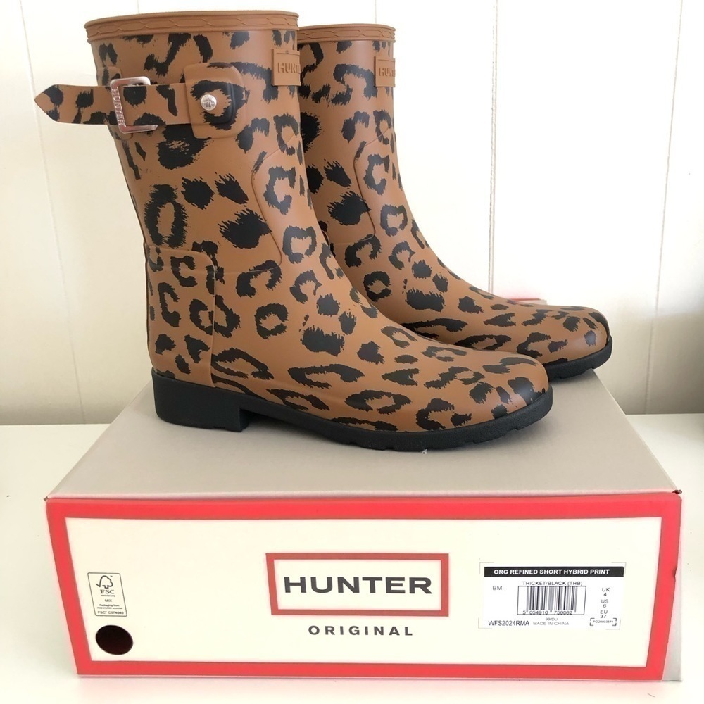 Hunter Leopard Print Short Waterproof Rain Boot 6